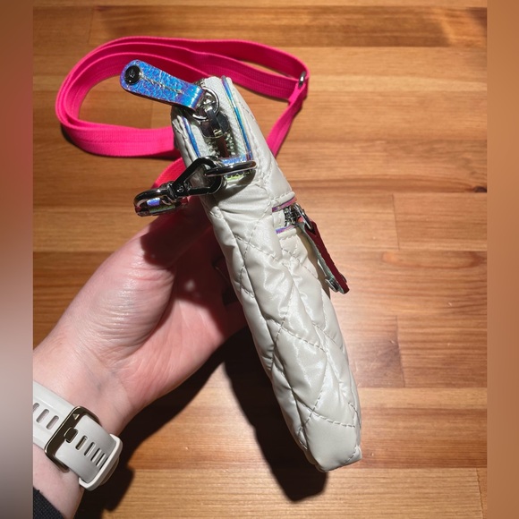 MZ WALLACE Micro Crosby Quilted Nylon Crossbody Bag In Pearl - Picture 5 of 16